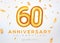 60 year anniversary gold number celebrate jubilee vector logo background. 60th anniversary event golden birthday design.