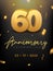 60 Years Anniversary Celebration event. Golden Vector birthday or wedding party congratulation anniversary 60th