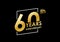 60 years Anniversary logo. 60th Birthday golden badge. Modern icon or label design for wedding, corporate invitation, celebrating,