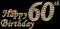 60 years happy birthday golden sign with diamonds, vector illustration