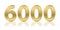 6000 golden number with reflection, vector illustration