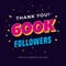 600k followers social media post background template. Creative celebration typography design with confetti ornament for online web