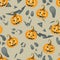 6020 Halloween Jack Pumpkins seamless pattern on gray background