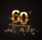 60th golden anniversary logo with swoosh and sparkle golden colored isolated on elegant background, vector design for greeting