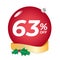 63 percent off. Sixty-three percent discount. Christmas sale banner.