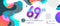 69th years anniversary logo, vector design birthday celebration with colorful geometric background and circles shape