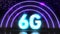 6G fast mobile network and internet concept symbol. Neon glitch sign. 4k video