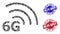 6G Internet Mosaic of Fractions with Wi-Fi Spot Grunge Seal Stamps