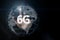 6G network digital hologram and internet of things on earth background.6G network wireless systems. 6G New generation