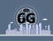 6G technology. Conceptual abstraction. Modern city and communication 6g network, smart city. grey tone city scape