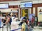 6th June 2020- Bagdogra Airport,Siliguri, West Bengal, India-Passengers in protective gear being themal scanned for covid