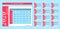 6x4 inch horizontal 2020 calendar new year vector template pastel cute fun blue and red color style