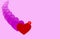 7. Illustration whit  the number of incoming messages in a heart. Hearts background in soft colors. Communication.