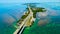 7 mile bridge. Aerial view. Florida Keys, Marathon, USA.