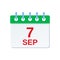 7 September calendar icon. Brazil Independence Day. Vector illustration