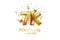 7 thousand. Thank you, followers. 3D vector illustration for blog or post design. 7K gold sign made of foil gold balls with