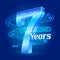 7 years shine anniversary 3d logo celebration with glittering spiral star dust trail sparkling particles. Seven years anniversary