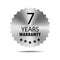 7 years warranty seal stamp, vector label. Hologram stickers labels with silver texture