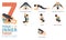 7 Yoga poses or asana posture for workout in Inner thigh stretch concept. Women exercising for body stretching. Fitness Vector.