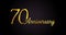 70 anniversary logo concept. 70th years birthday icon. Isolated golden numbers on black background. Vector illustration