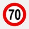 70 max speed limit redroad sign