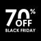 70% off. Black Friday design template. Sales, discount price, shopping and low price symbol. Vector illustration