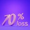 70 percent Loss on purple background, 3d render illustration.