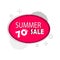 70% Red summer sale banner template design. Big sale special offer. 70 percent round Special offer banner for poster, flyer,