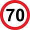 70 speed limitation road sign