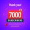 7000 followers vector post 7k celebration. Seven thousand subscribers followers thank you congratulation