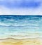 7005 Watercolor Beach and sea waves abstract background