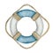 7027 Blue lifebuoy watercolor rustic clipart