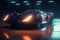 a 70s concept car running on a runway in space amazing beautiful lighting AI generated
