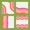 70s cool groovy backgrounds set in pink colors. Retro girly square layout collection for social media posts. Vector