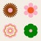 70s Retro Flower Power Clipart Floral Bundle set