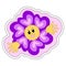 70s retro smiling daisy flower sticker. emoji