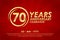 70th years anniversary celebration emblem. anniversary logo with ring and elegance of golden on red background, vector