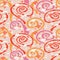 70â€™s swirl seamless pattern with flowers. Floral vector hippie background. Perfect for creating fabrics, textiles, wrap