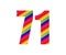 71 Number Rainbow Style Numeral Digit. Colorful Number Vector Illustration