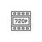 720p HD resolution outline icon