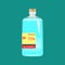 75% Alcohol disinfectant solution in circle bottle on blue background