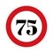 75 kmph or mph speed limit sign icon. Road side speed indicator safety element