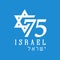 75 years anniversary Israel Independence Day, blue banner