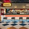 754 Retro Diner: A retro and vintage-inspired background featuring a retro diner scene in retro colors that evoke a sense of nos
