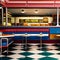 754 Retro Diner: A retro and vintage-inspired background featuring a retro diner scene in retro colors that evoke a sense of nos