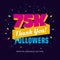 75k followers card banner post template for celebrating many followers in online social media networks.