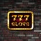 777 Slots neon sign banner