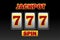 777 symbol, black slot machine jackpot background for ui game.