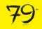 79 year anniversary celebration logotype on yellow background, 79 number design, 79th Birthday invitation, anniversary logo
