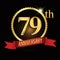 79th golden anniversary logo with shiny ring red ribbon